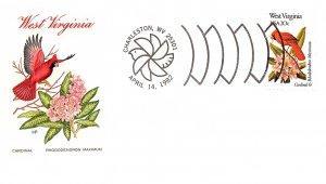 US TOPICAL COVER STATE FARNHAM : WEST VIRGINIA CARDINAL & RHODODENDRON MAXIMUM