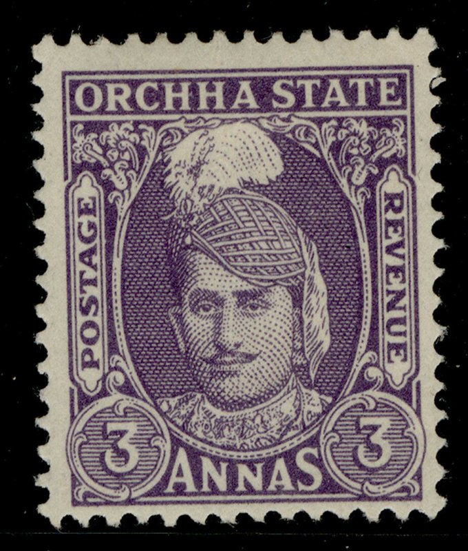 INDIAN STATES - Orchha GVI SG39, 3a slate-violet, M MINT.