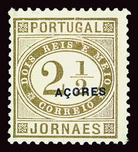 AZORES Scott #P4b 1882 newspaper stamp AÇORES ovpt perf 11½ unused NG