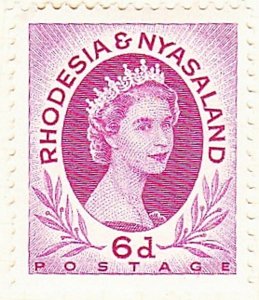 RHODESIA & NYASALAND 1954 EQII 6d Bright Reddish Purple SG7 MH