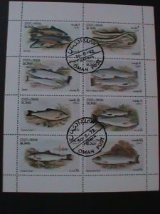 ​OMAN-1972-PROMOTION-WORLD FAMOUS OCEAN FISHES--CTO -SHEET VF FANCY CANCEL