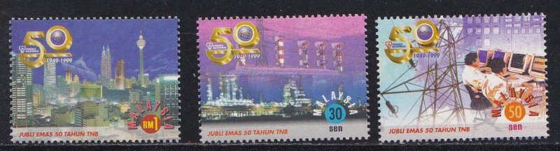 Malaysia 733-735 & 736-737, Electricity Board 50th Anniversary, NH, 1/2 Cat.