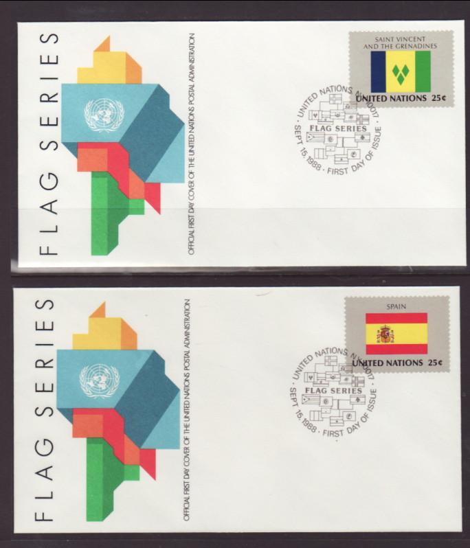 UN New York 528-543 Flags 1988 Geneva S/16 U/A FDC