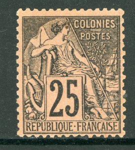 France Colonies 1886 Peace & Commerce 25¢ Black Sc# 54 Mint D674