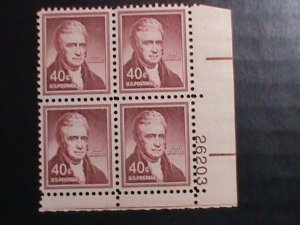 ​UNITED STATES 1955 SC#1050 JOHN MARSHALL-VERY OLD-MNH BLOCK OF 4  VERY FINE