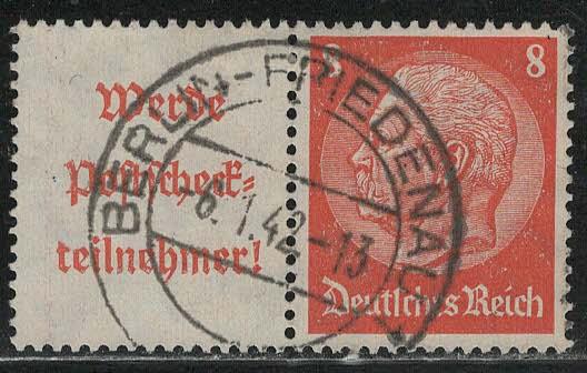 Germany Scott # 420, label A16.2, used, se-tenant, Mi# W87