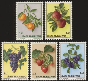 SAN MARINO Scott 804-08 VF/MNH - 1973 Various Fruits - Short Set