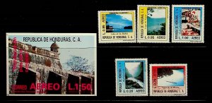 HONDURAS Sc C747-52 NH SET+S/S OF 1986 - ATTRACTIONS