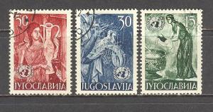 YUGOSLAVIA Sc# 375 - 377 USED FVF Set3 Birds Woman Um Water