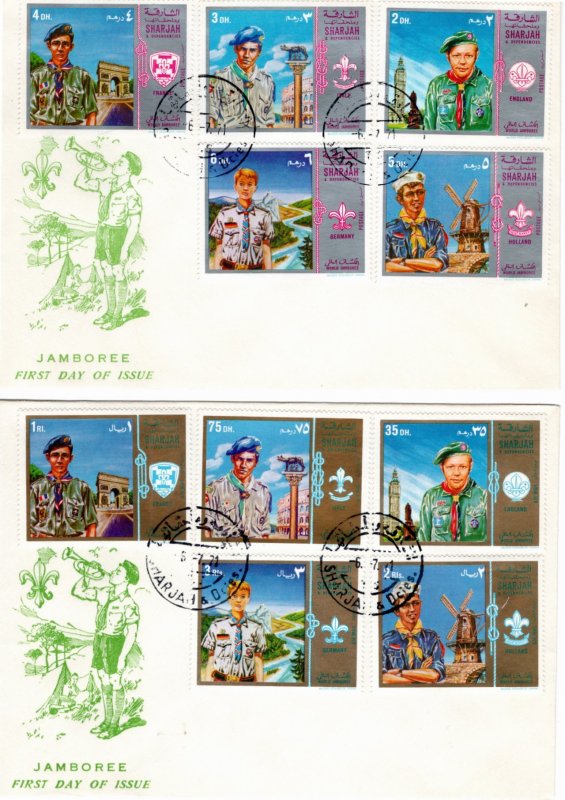 Sharjah 1971 Mi 915-24 FDC (set of 2) European Scouts