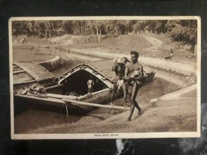 1940s Ceylon Censored RPPC Postcard cover to Surrey England Padda Boats