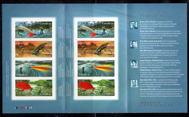 Canada Sc 2088 2005 50c Fishing Flies stamp booklet mint NH