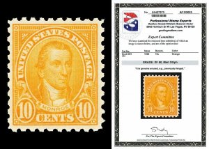 Scott 591 1925 10c Monroe Perf 10 Issue Mint Graded XF 90 LH with PSE CERT!