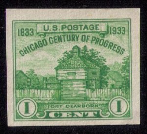 US Sc 730a MH  1c Imperforate Yellow Green F-VF