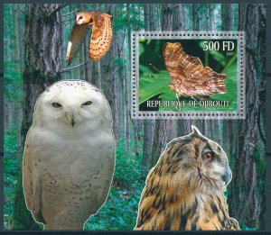 Owls & Butterflies Stamps 2007 MNH Butterfly Snowy Owl Birds of Prey 1v S/S III