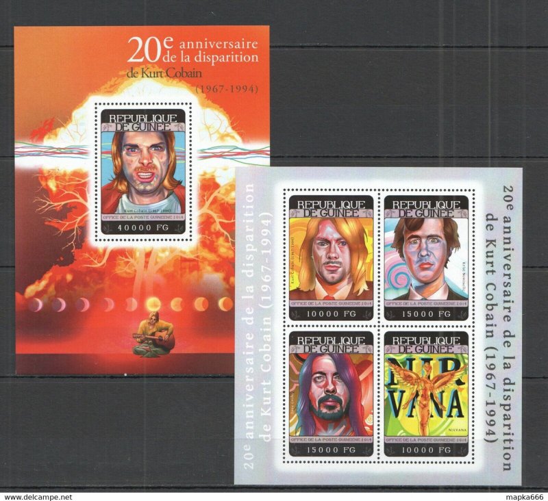 2014 Guinea Music Legend Famous People Kurt Cobain Kb+Bl ** Stamps St792