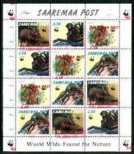 Estonia (Saaremaa) 1998 WWF - Wild Animals perf sheetlet ...