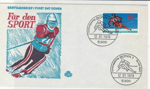 german 1978 skiing fdc stamps cover ref 20673