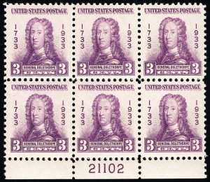 US Stamps # 726 MNH VF Plate Block Of 6