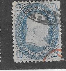 US # 63 1c Franklin, Blue  CV  $45.00