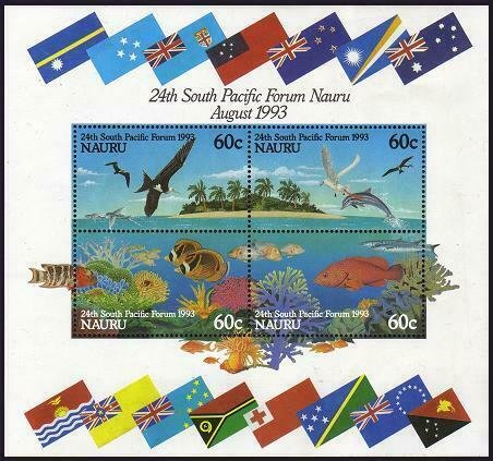 HERRICKSTAMP NAURU Sc.# 405B 24th South Pacific Forum S/S