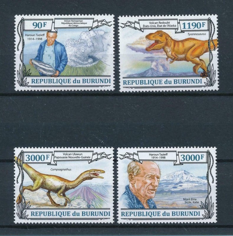 [105491] Burundi 2013 Prehistoric animals dinosaurs vulcano t-rex  MNH