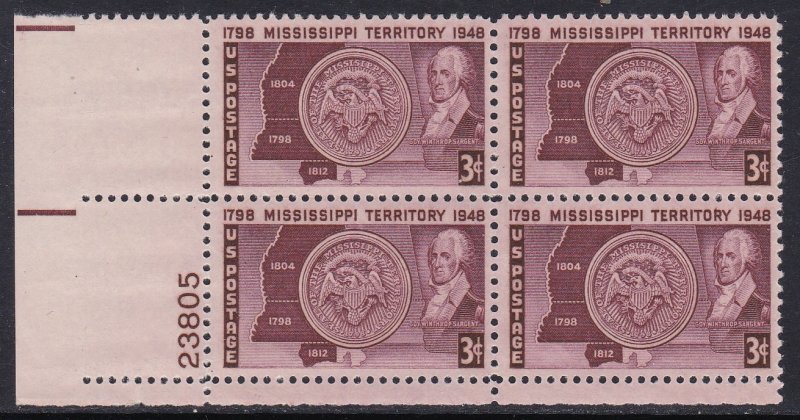 955 Mississippi Territory Plate Block MNH