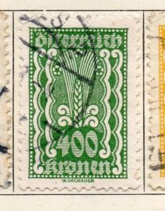 Austria 1922 Early Issue Fine Used 400kr. 114593