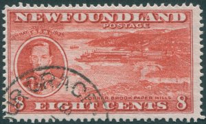 Newfoundland 1937 8c scarlet Perf 14 SG260 used