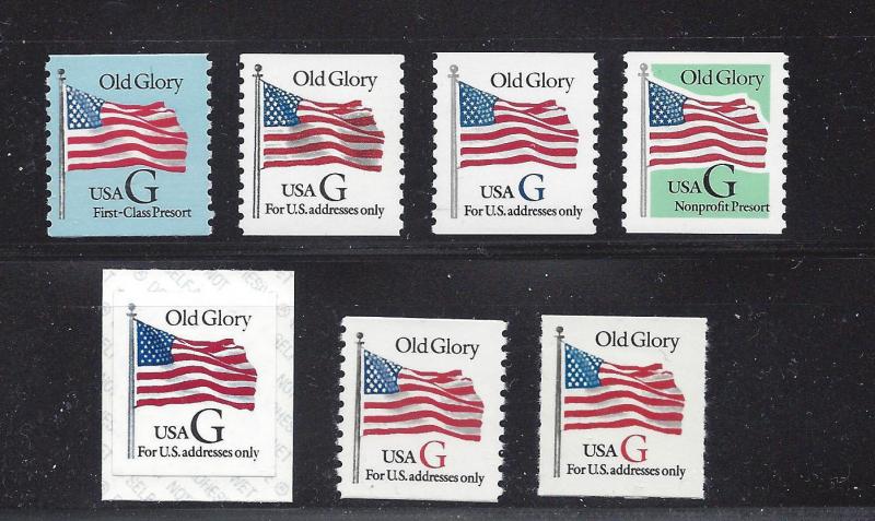 US Scott # 2886B, 2888, 2889, 2890, 2891, 2892, & 2893 G Rate Coil MNH Singles