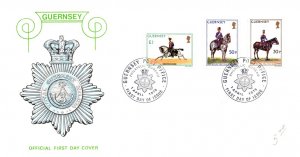 Guernsey, Worldwide First Day Cover, Horses, Military Related