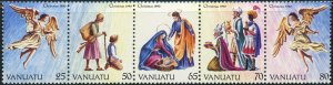 Vanuatu #531 Christmas Strip of 5 Seasonal  Postage Stamps 1990 Mint NH