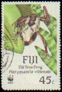 Fiji #594 Single, 1988, World Wildlife Fund, Frog, Used