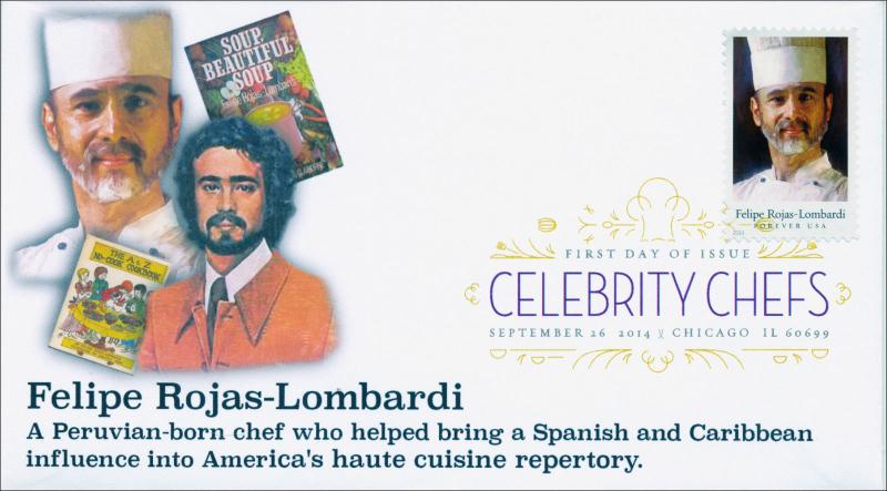 New 2014 Celebrity Chefs Felipe Rojas-Lombardi Digital FDC Color Postmark