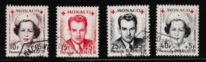 Monaco 1949 Scott B96-B99 Red Cross Semi-Postal  Complete (4)  XF/USED/(O)