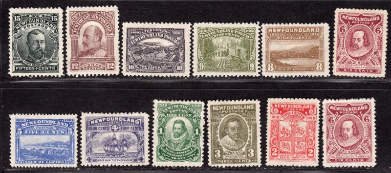 $Newfoundland Sc#87-97 M/HH/VF, complete set, couple light creases, Cv. $605.50