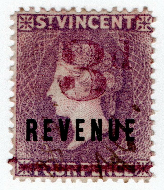 (I.B) St Vincent Revenue : Duty Stamp 3d on 4d OP 