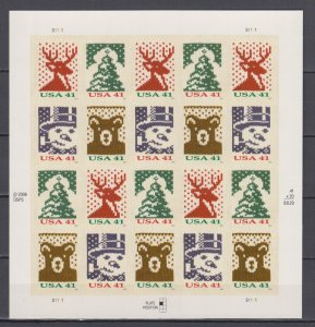 (S) USA #4207-4210  Christmas Knits Full Sheet of 20 stamps MNH