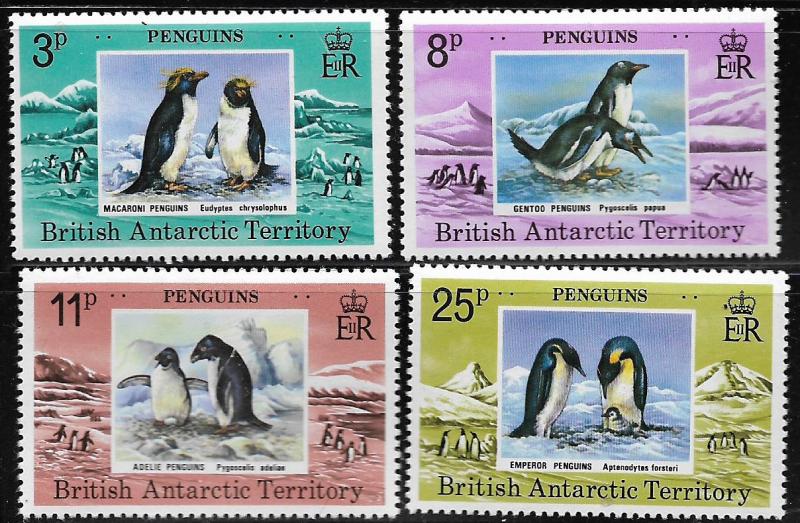 BRITISH ANTARCTIC TERRITORY, 72-75, MNH, PENGUINS