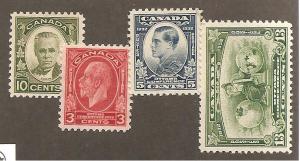 Canada  Scott #190, 192-194  Mint H  Sctt CV $32.25