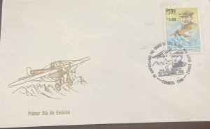 D)1986, PERU, FIRST DAY COVER, ISSUE, 75TH ANNIVERSARY OF THE CROSSING OF THE