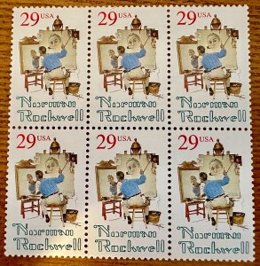 US # 2839  Norman Rockwell block of 6 29c 1004 Mint NH