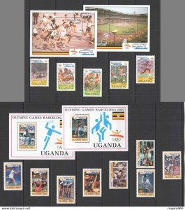 L0267 1992 Uganda Olympic Games Barcelona Michel 58 Euro !!! 2Set+4Bl Mnh