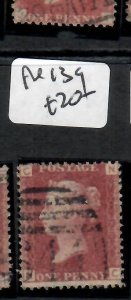 GREAT BRITAIN QV 1D RED PERF SC 33  SG 43 PLATE 139 VFU   PPP0612H