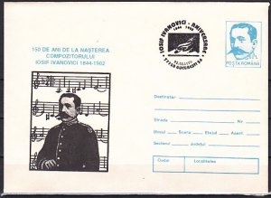 Romania, OCT/94 issue. Composer Josif Ivanovici on a Postal Envelope.