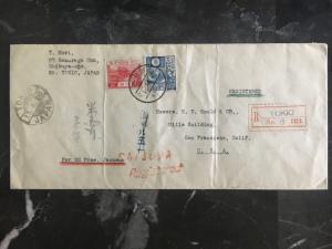 1928 Tokyo Japan cover to USA via SS President jackson Ship Registered