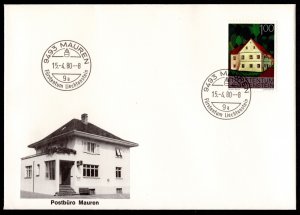 1980, Liechtenstein 1Fr on Unused cover, Sc 646