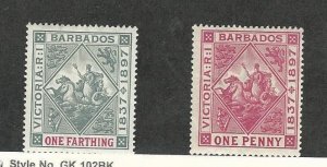 Barbados, Postage Stamp, #81, 83 Mint LH, 1897