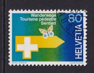 Switzerland  #631  cancelled 1977  Swiss hiking trails 80c