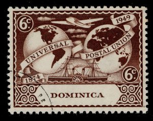 DOMINICA GVI SG115, 6c brown, FINE USED.